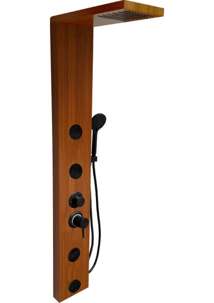 Venüs Teak Ağacı Premium Masajlı Duş Paneli - Dikey Jakuzi - Robot Duş - El Duşu - Lüx Duş