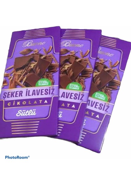 Buona Şeker Ilavesiz Çikolata Sütlü Stevyalı Stevia ile Tatlandırılmış 100 gr