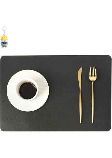 Çift Deri Placemat Isı Geçirmez Mat Ev Su Geçirmez Yağ Geçirmez Masa Mat Otel Isı Yalıtım Mat 4 Adet (Yurt Dışından)