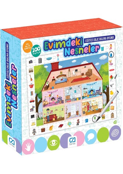 Evimdeki Nesneler 100 Parça Ara, Bul ve Işaretle! Eğitici Oyunlar Serisi