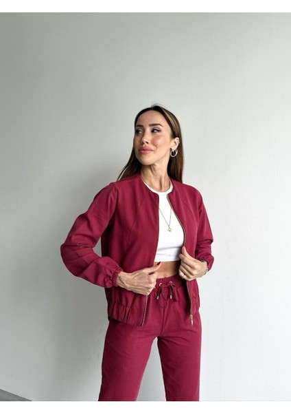 4s Kadın Üstü Fermuarlı Montlu Çok Ince Kumaştan Pantolonlu Takım modelleri