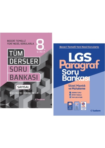Tudem Yayınları 8.sınıf Lgs Beceri Tüm Dersler Sayısal Soru Bankası - Paragraf Soru Bankası