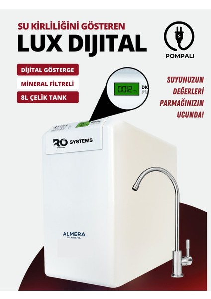 Ro System Dijital Pompalı Su Arıtma Cihazı Çelik Tanklı Mineral Filtreli fiyatları