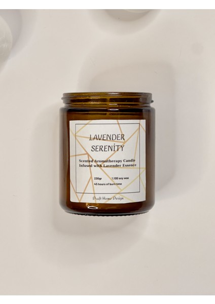 Lavanta Kokulu 250 cc Amber Cam Kavanoz Mum, Doğal Aromaterapi Mumu