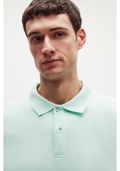 Regular Fit Mint %100 Pamuklu Uzun Ömürlü Kıvrılmaz Polo Yaka Nakışlı T-Shirt 4HC14ORT51000 fiyatları