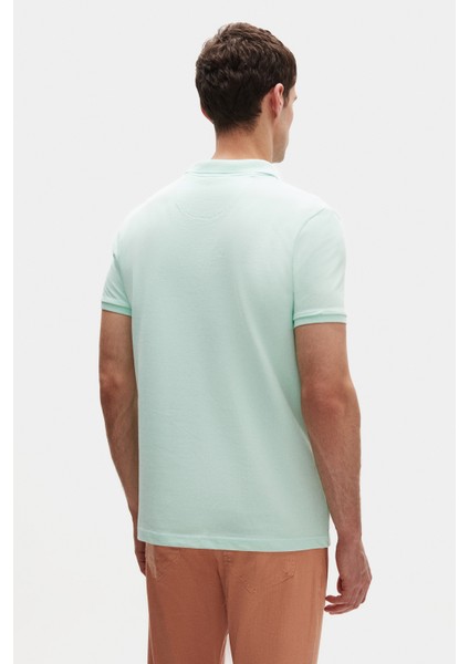 Regular Fit Mint %100 Pamuklu Uzun Ömürlü Kıvrılmaz Polo Yaka Nakışlı T-Shirt 4HC14ORT51000 modelleri