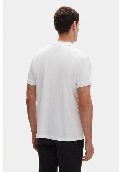 Slim Fit Beyaz Pike Dokulu Yarım Fermuarlı Polo Yaka T-Shirt 4EC14ORTFRPLO modelleri