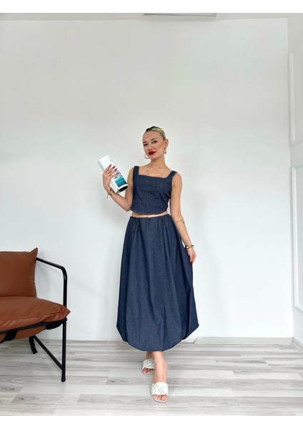 Kadın Denim Balon Etek Mavi fiyatları