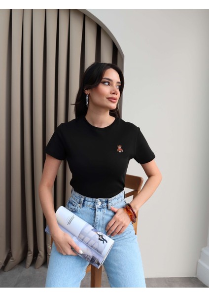 Teddy Bear Nakışlı Crop T-Shirt indirimleri