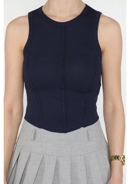 Kadın Bisiklet Yaka Parçalı Likralı Bluz P-00016047 fırsatları