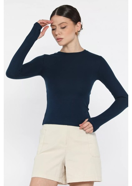 Kadın Bisiklet Yaka Parmak Geçirmeli Bluz P-00016039 fiyatları