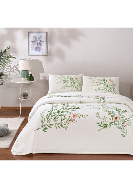 Bloomy Yeşil Tek Kişilik Pamuklu Pike Takımı