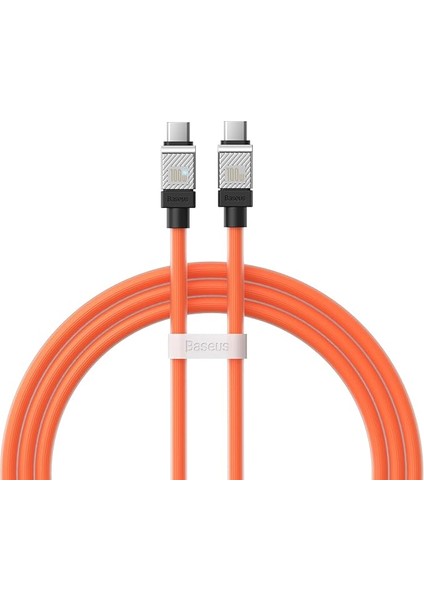 Coolplay Serisi Hızlı Şarj Kablosu Type-C To Type-C 100W 1 Metre Turuncu