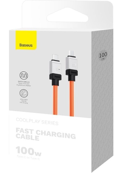 Coolplay Serisi Hızlı Şarj Kablosu Type-C To Type-C 100W 1 Metre Turuncu fiyatları
