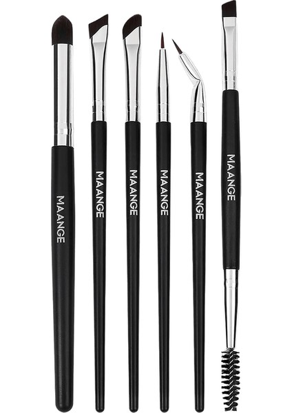 Maange 6pcs/set Profesyonel Göz Makyaj Fırçası Ince Açılı Eyeliner Fırçası Kapatıcı Kaş Göz Fırtına Araçları Beautyhandle Renk: Siyah (Yurt Dışından)
