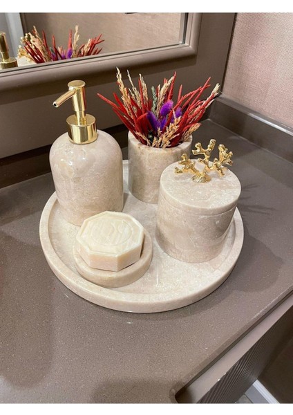 Crema Golden - Doğal Bej Mermer Banyo Seti 5li indirimleri