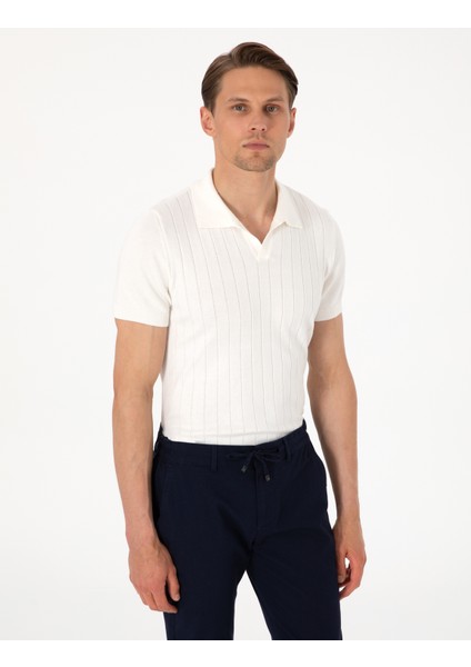 Erkek Ekru Slim Fit %100 Pamuk Polo Yaka Triko Tişört 50307334-VR019 modelleri