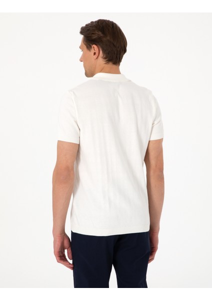 Erkek Ekru Slim Fit %100 Pamuk Polo Yaka Triko Tişört 50307334-VR019 indirimleri