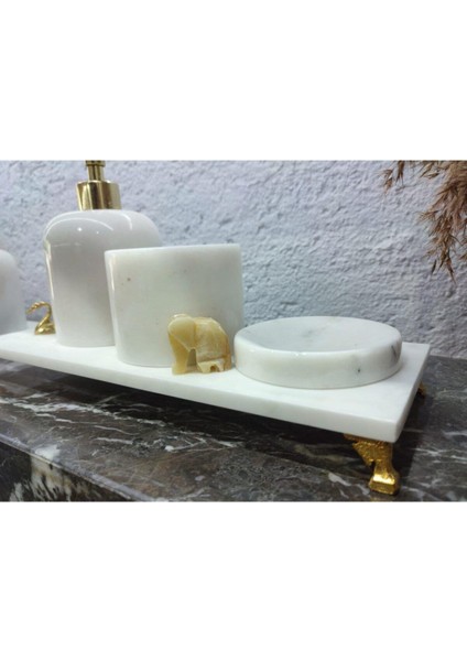 Berin Doğal Beyaz Mermer Banyo Seti 4 Lü modelleri