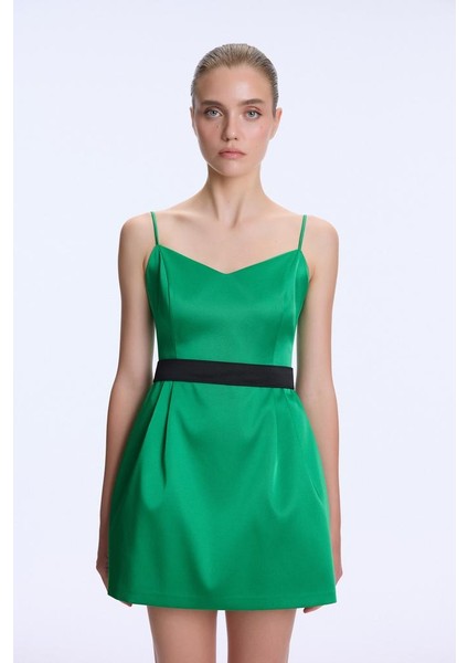 Cepli Minik Tafta Elbise Yesil 12443912000
