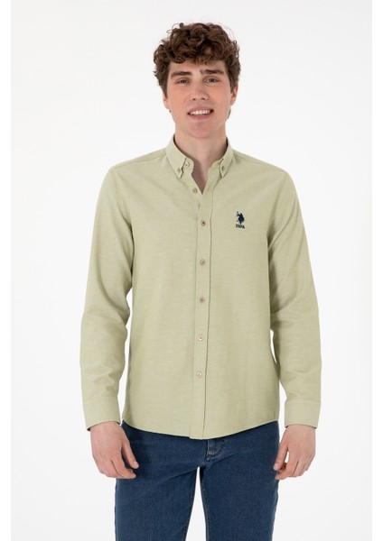 Erkek Açık Haki Gömlek Basic 50297997-VR183