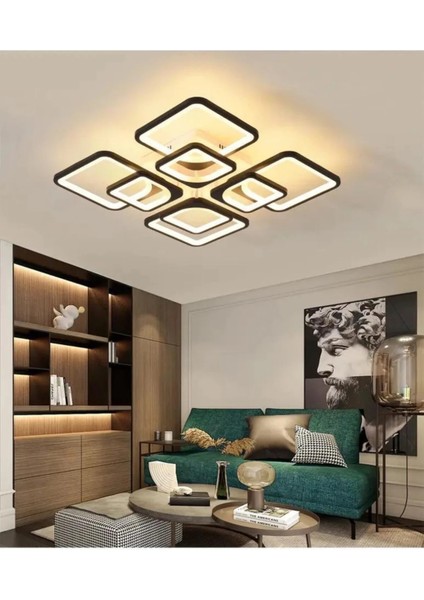 KRAYDINLATMA Ares 4+4 Siyah&beyaz Plafonyer Lüks Modern 8'li Günışığı Ledli Avize