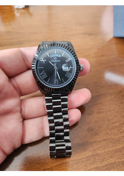 Rolex Görünümlü Çelik Kordon Siyah Takvimli Erkek Kol Saati modelleri