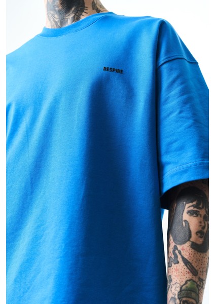 Erkek Respire Yazı Detaylı Oversize T-Shirt Bebe Mavi fırsatları