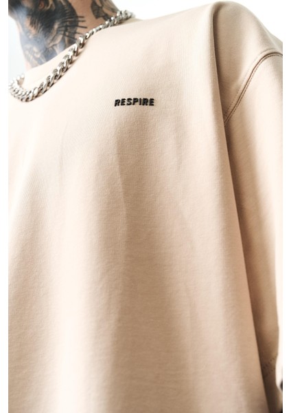 Erkek Respire Yazı Detaylı Oversize T-Shirt Bebe Mavi fırsatları