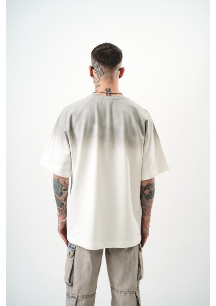 Erkek Res Studio Yazılı Oversize T-Shirt Ekru modelleri