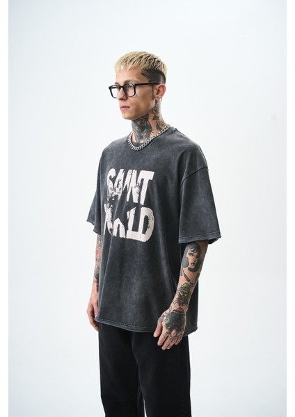 Erkek Star Baskılı Yıkamalı Oversize T-Shirt Bordo fiyatları