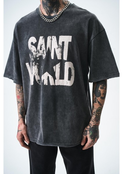 Erkek Star Baskılı Yıkamalı Oversize T-Shirt Bordo fırsatları