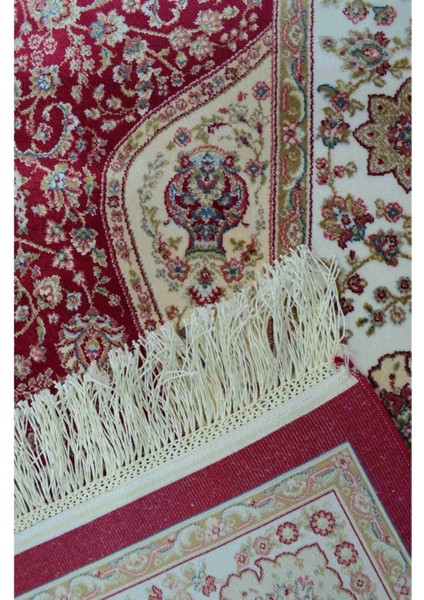 Bambu Iplikten Dokuma Parlak Tuşeli Krem ve Kırmızı Renk Mihraplı Seccade (83 x 125 cm ) fırsatları