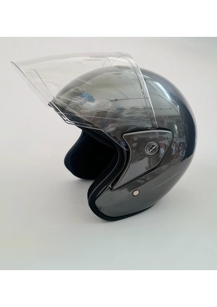 Çenesiz Kask Yazlık Gri Standart Beden - Motosiklet