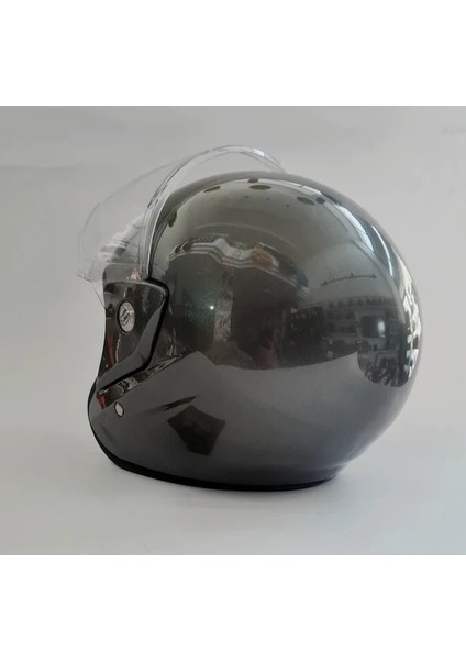 Çenesiz Kask Yazlık Gri Standart Beden - Motosiklet