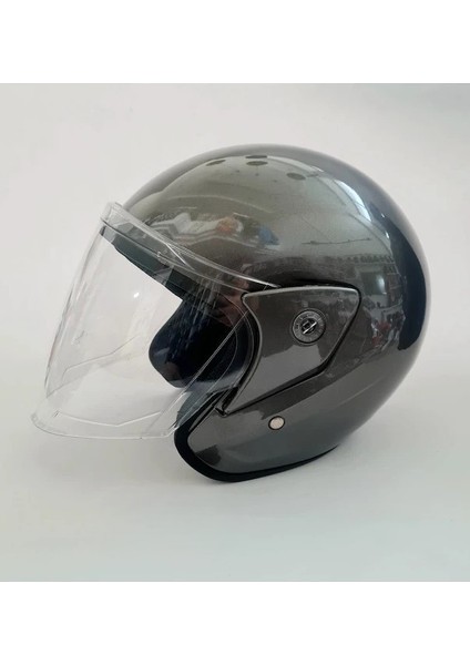 Çenesiz Kask Yazlık Gri Standart Beden - Motosiklet