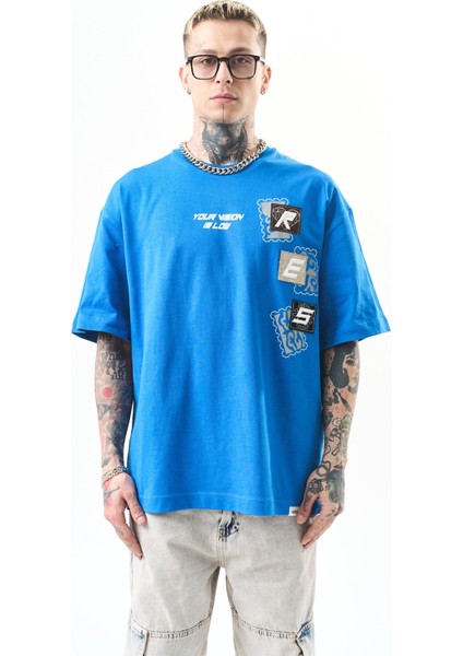 Erkek Low Vision Nakışlı Oversize T-Shirt Nefti fiyatları
