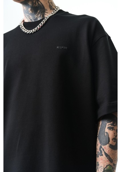 Erkek Respire Yazı Detaylı Oversize T-Shirt Bebe Mavi fırsatları