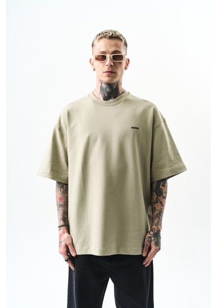 Erkek Respire Yazı Detaylı Oversize T-Shirt Küf