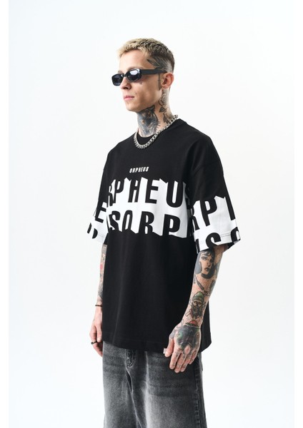 Erkek Orpheus Baskılı Oversize T-Shirt Siyah fiyatları