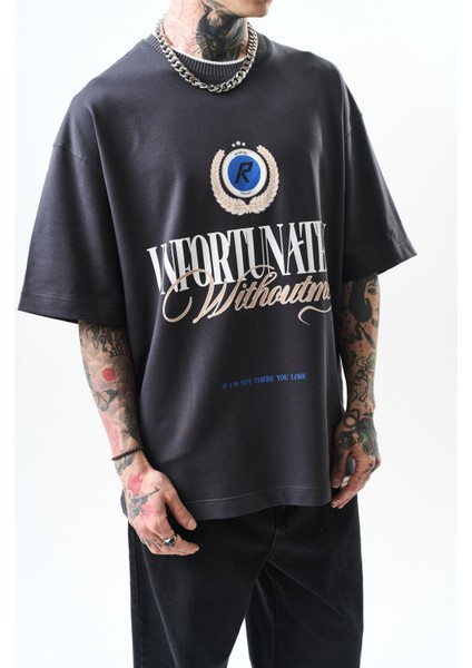 Erkek Unfortunately Baskılı Oversize T-Shirt Bej fırsatları