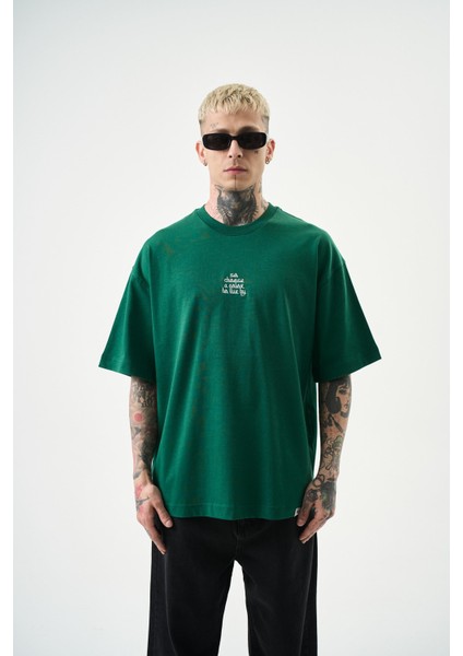 Erkek Choose Nakışlı Oversize T-Shirt Nefti fiyatları