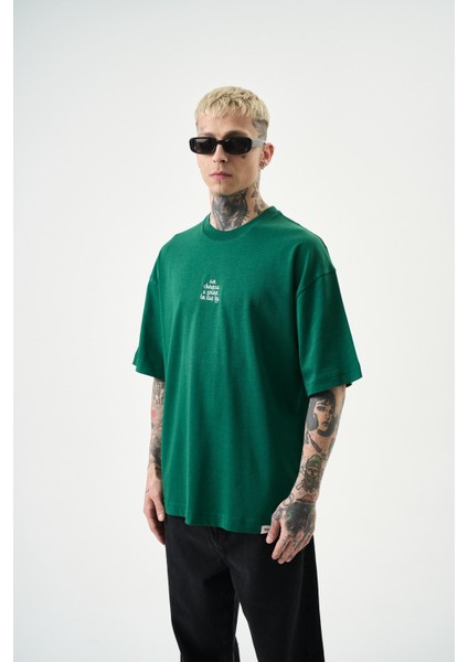 Erkek Choose Nakışlı Oversize T-Shirt Nefti modelleri