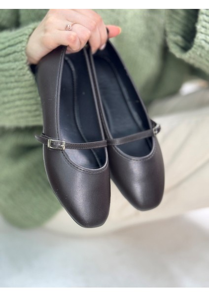 Günlük Siyah Kadın Babet Oval Burun Ince Bant Tokalı Kemer Ortopedik Ev Iş Ofis Hafif Ayakkabı 113