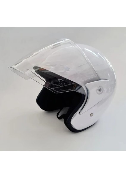 Çenesiz Kask Yazlık Beyaz Standart Beden - Motosiklet