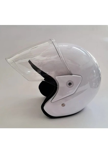 Çenesiz Kask Yazlık Beyaz Standart Beden - Motosiklet