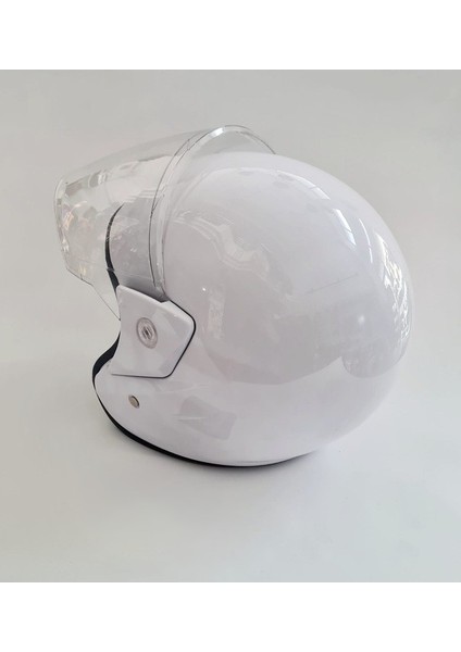 Çenesiz Kask Yazlık Beyaz Standart Beden - Motosiklet