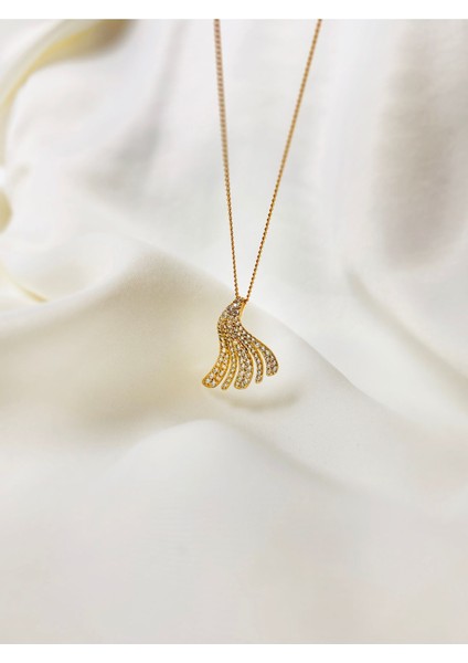 Rose Renk Paslanmaz Çelik Xuping Dalga Formlu Kolye | 45 cm Işıltılı Zarif Tasarım modelleri