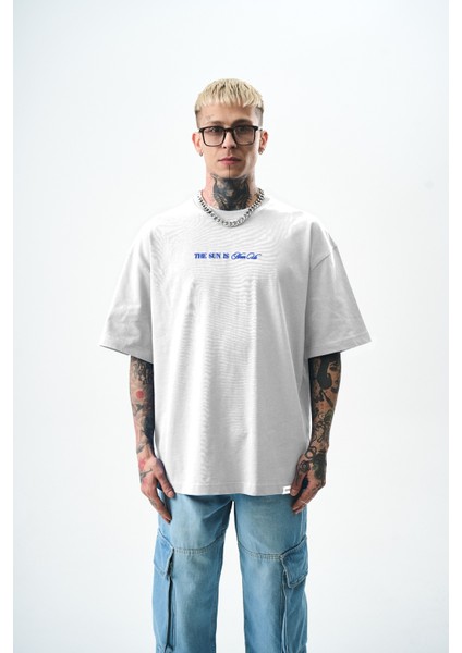 Erkek Palm Baskılı Oversize T-Shirt Siyah modelleri