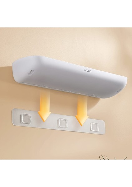 Duvara Yapışkanlı Banyo ve Mutfak Düzenleme Rafı Gri Beyaz